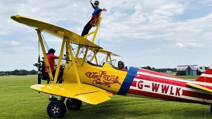 Former Humane Society co-founder wingwalks for charity