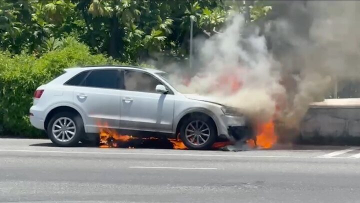 Firefighters tackle car fire on Shedden Road