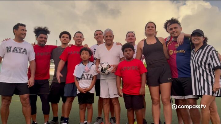 Lenny Hew gifted a game of football for his 88th birthday